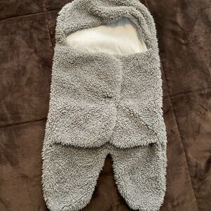 Cozy Gray Sherpa Baby Bunting